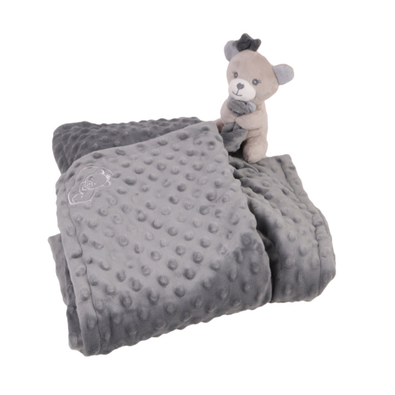  - amour couverture plaid   peluche ours gris 100 x 70 cm 